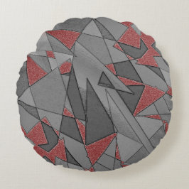 Tresidig råurklippning över röd bakgrund rund kudde