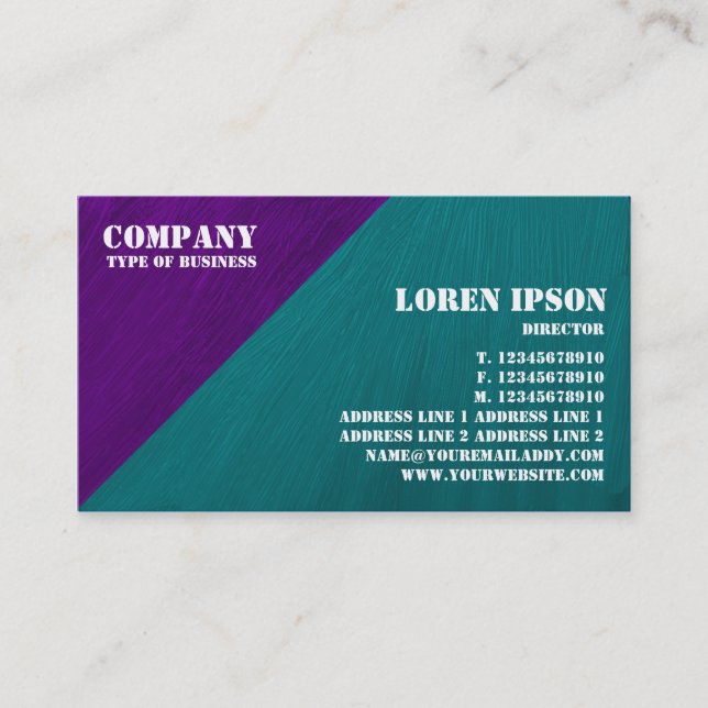 Tresidigt hörn av oljemålad olja - Lila och Grönt Visitkort (Framsida)