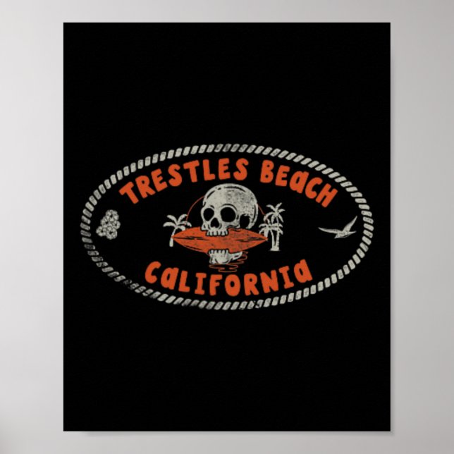 Trestles Beach Kalifornien Ca Retro Surfar Front A Poster (Framsidan)