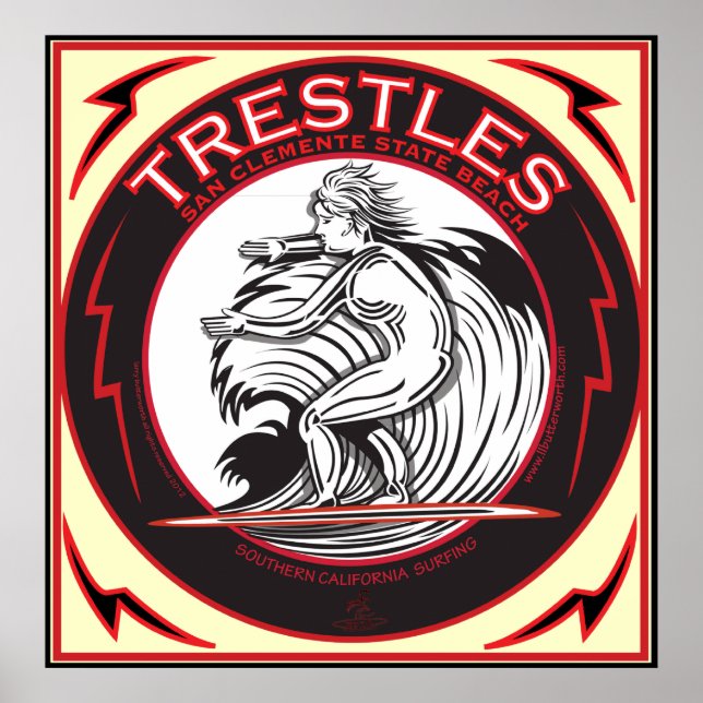 TRESTLES SAN CLEMENTE CALIFORNIA SURFING POSTER (Framsidan)