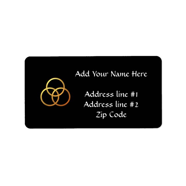 Tretinitetssymbol för gyllene "3-D" Adressetikett (Framsidan)