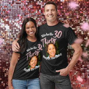 Trettio 30års födelsedag-fotoskript ro rosa t shirt