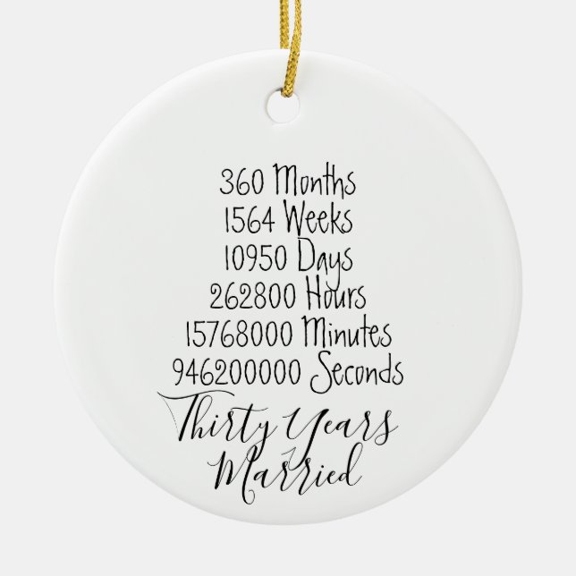 Trettio år Årsdag 30:e bröllop-jul Julgransprydnad Keramik (Framsidan)