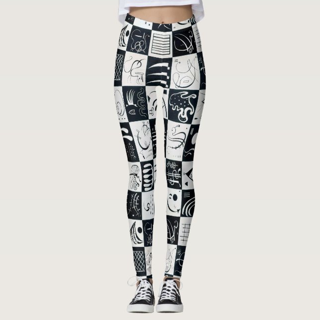Trettio, biomorfisk abstraktion - Kandinsky Leggings (Framsida)