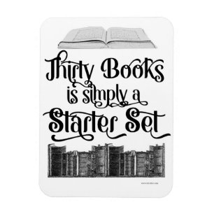 Trettio Bokar Reader Bok Hoarder Slogan Magnet
