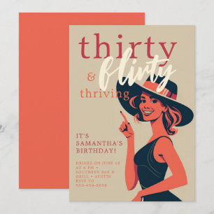 Trettio Flimty Thriving 50s 60-tal Retro 30års föd Inbjudningar