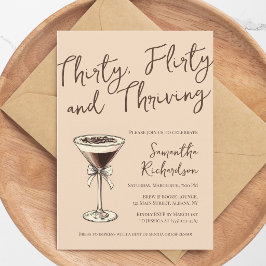 Trettio flirtig och blomstrande Cocktail 30-årsfes Inbjudningar