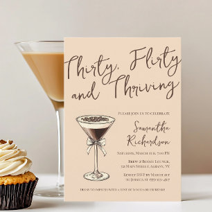 Trettio Flirty och Thriving Cocktail 30års födelse Inbjudningar