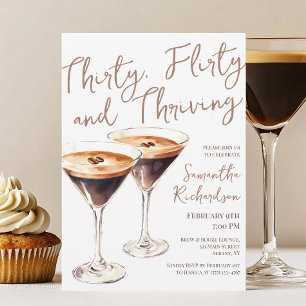 Trettio Flirty och Thriving Martini 30års födelsed Inbjudningar