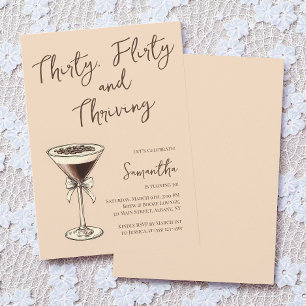 Trettio Flirty och Thriving Martini 30års födelsed Inbjudningar