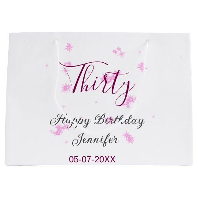 Trettio födelsedag rosa glitter stjärnor svart 30- (Framsidan)