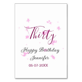 Trettio födelsedag rosa glitter stjärnor svart 30- bordsnummer