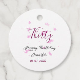 Trettio födelsedag rosa glitter stjärnor svart 30- gåvor etiketter