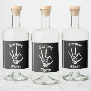 Trettio födelsedagar - RIP Skeleton Hand-Dekoratio Spritflaskor Etikett