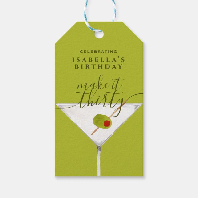Trettio Gröntar till Martini 30års födelsedag Part Presentetikett (Framsidan)