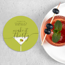 Trettio Gröntar till Martini 30års födelsedag Part Underlägg Papper Rund