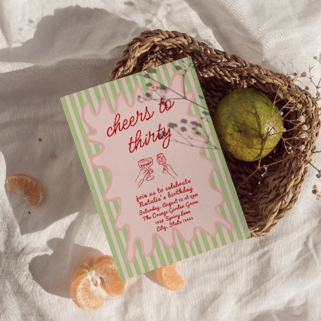 Trettio Hand plockade färglös Rand Födelsedagsfest Inbjudningar (Skapare uppladdad)