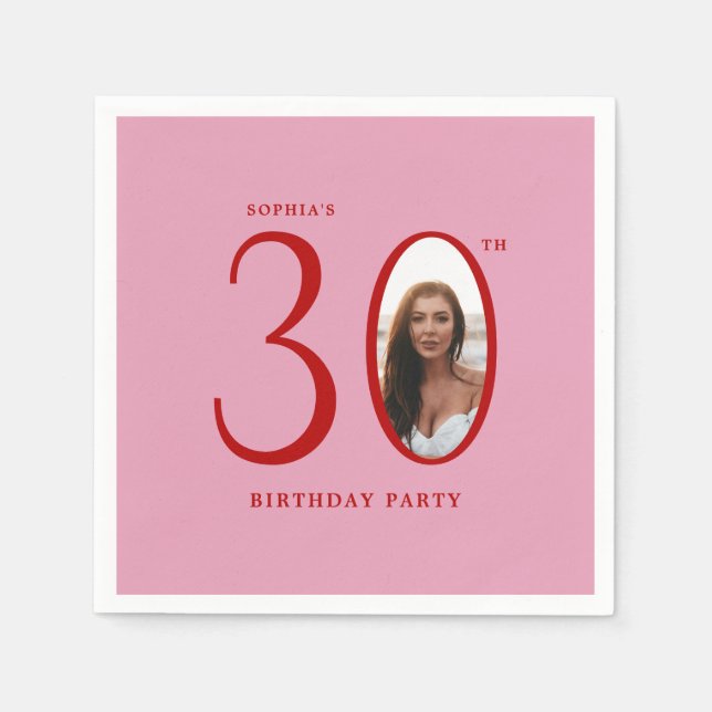 Trettio minimala foto 30års födelsedag pappersservett (Framsidan)