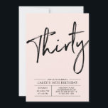 Trettio | Modern Rosa 30-årsfest Inbjudningar<br><div class="desc">Fira din speciella dag med denna enkla och stilrena inbjudan till 30-årsfest. Designen har en chic borstskrift med en ren layout i svart och rosa färg. Fler designs finns tillgängliga i min butik BaraBomDesign.</div>