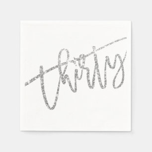 TRETTIO moderna manus silver glitter 30:e party Pappersservett