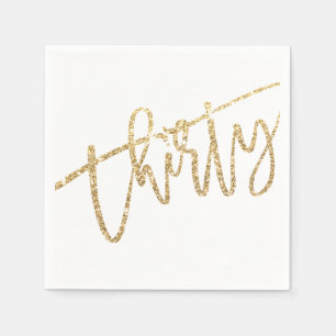 TRETTIO moderna manusglam guld glitter 30:e party Pappersservett