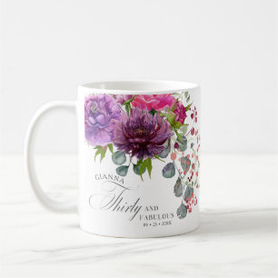 Trettio och Fabulous Elegant Blommigt 30års födels Kaffemugg
