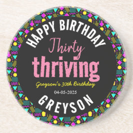 Trettio och tröttande svarta och Retro 30års födel Underlägg