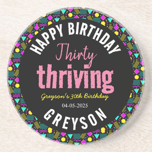 Trettio och tröttande svarta och Retro 30års födel Underlägg (Framsidan)