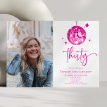 Trettio Rosa Disco Boll Photo 30års födelsedag Par Inbjudningar<br><div class="desc">Det här är en trettio Rosa inbjudan från Disco Boll Anpassningsbar Bild Photo 30års födelsedag Party!</div>