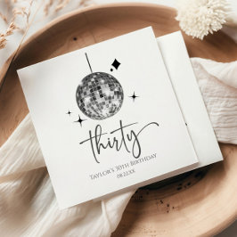 Trettio Silver Disco Boll 30års födelsedag Party Pappersservett