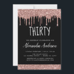 Trettio - trettionde Glitter-Ro-Guld, svarta födel Inbjudningar<br><div class="desc">Rosa - Ro Guld och Svarta småskaliga droppar Glitter Trettionde (trettio) Födelsedagsfest inbjudan. Detta är perfektens inbjudan till en modern 30års födelsedag för Rosa Guld Girly i Ro och den  Gnistran i Glitter. Kontakta designern om du vill matcha anpassade objekt.</div>