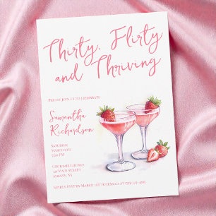 Trettio Vänd och Thriving Rosa 30års födelsedag Inbjudningar