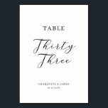 Trettiotre Bordsnummer med minimalistiskt skript B<br><div class="desc">Den här eleganten är svart kalligrafi i bord 33-bordsnumret perfekt för bröllop och andra händelser. Neutraltens utformning har ett minimalistiskt kort som är dekorerat med romantisk och visuell typografi. Kortet skrivs ut på framsidan och baksidan (dubblan). Andra bordsnummer i samlingen säljs separat.</div>