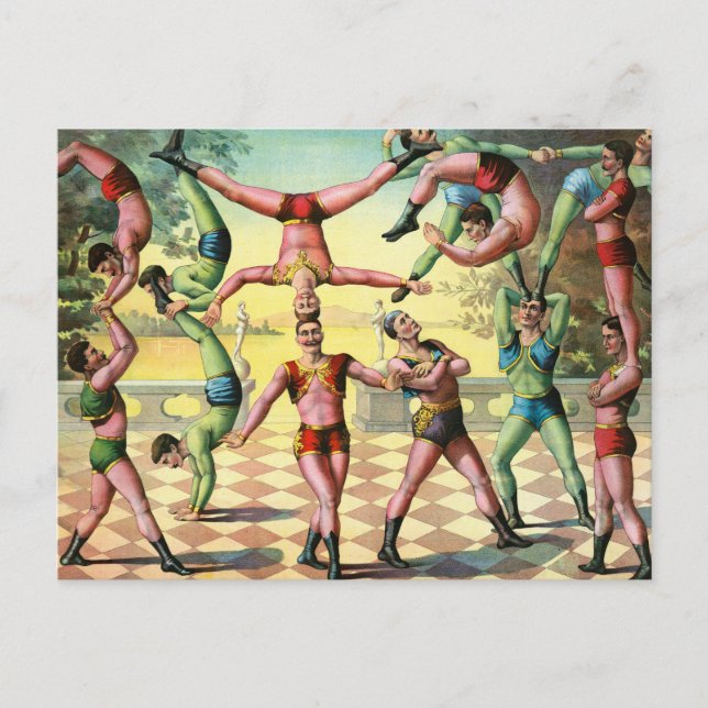 Tretton män som gör akrobatik vykort (Framsida)