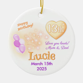 Tretton tonåringar Rund 13:e födelsedagsflickan Julgransprydnad Keramik