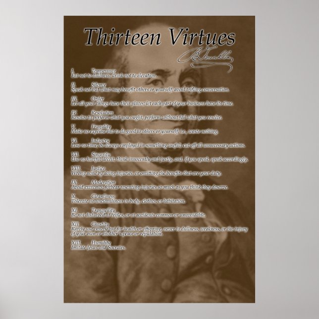 "Tretton virtuer" Poster (Framsidan)