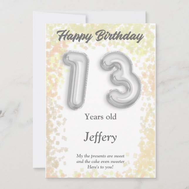 Trettonårskort Grattis på födelsedagen (Framsida)