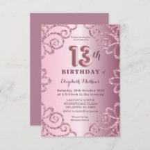 Trettonde födelsedag Rosa Glitter-bubblor