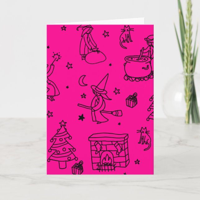 trettondedagsjul julhäxa befana rosa inbjudan (Framsida)