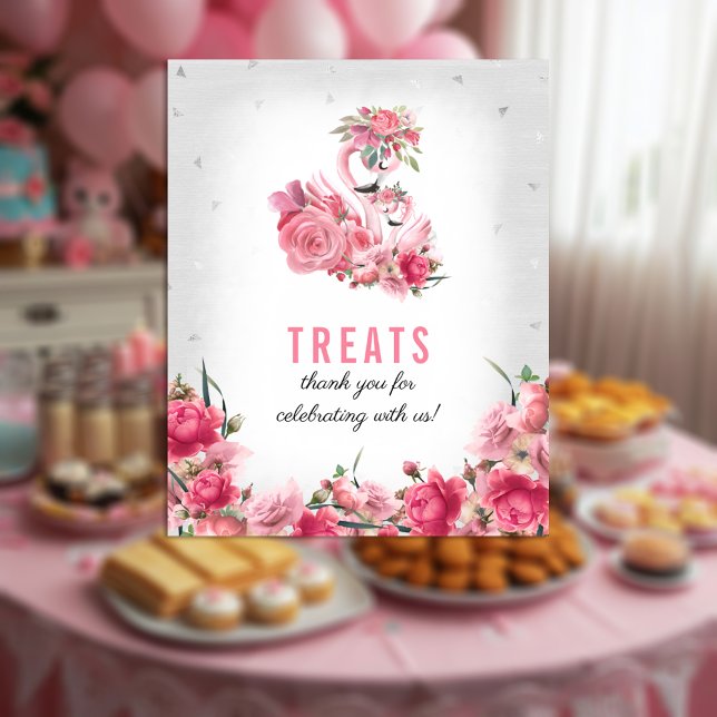 Trettonskylt Babyskor Silver Flamingo Ballerina Poster (Skapare uppladdad)