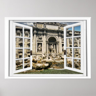 Trevi Fontän Faux-fönstervy Poster