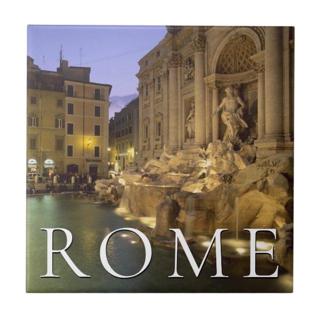 Trevi Fontän i natt | Rom, Latium, Italien Kakelplatta (Framsidan)