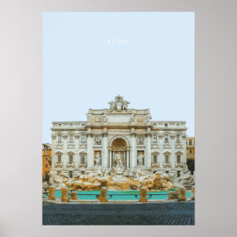 Trevi Fontän i Rom Travel Artwork Poster