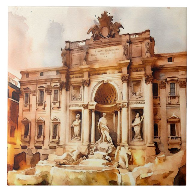 Trevi Fontän, Italien Rom Kakelplatta (Framsidan)