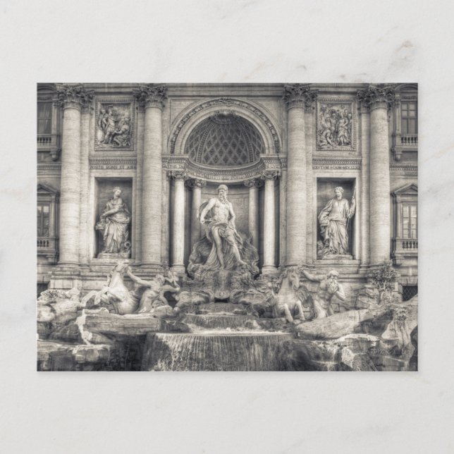Trevi Fontän (italienska: Fontana di Trevi) 4 Vykort (Framsida)