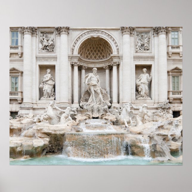 Trevi Fontän (italienska: Fontana di Trevi) Poster (Framsidan)