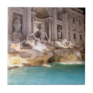 Trevi Fontän nattetid - Rom, Italien Kakelplatta