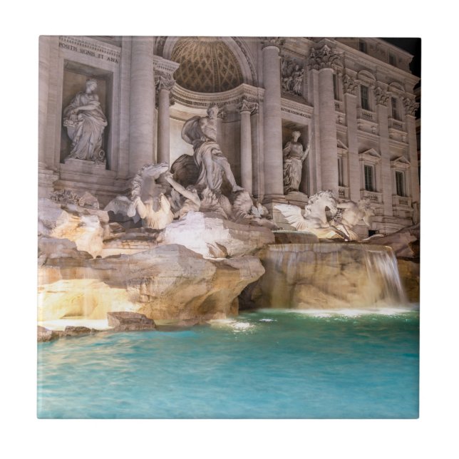 Trevi Fontän nattetid - Rom, Italien Kakelplatta (Framsidan)