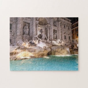 Trevi Fontän nattetid - Rom, Italien Pussel