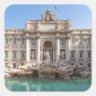 Trevi Fontän på morgonen tidigt - Rom, Italien Fyrkantigt Klistermärke
